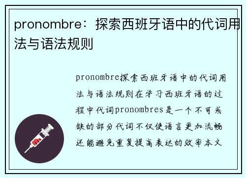 pronombre：探索西班牙语中的代词用法与语法规则